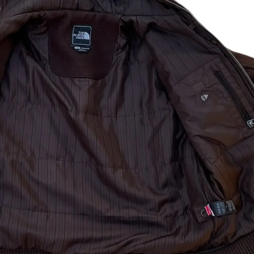 The North Face Buckeye Bomber Jacket Men's Size S Brown Wool Hooded